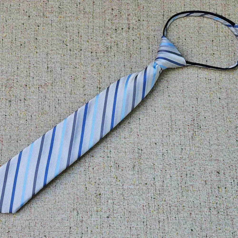 Calvin Klein Kids Boys Tie Pre Tied Zipper Tie Multi Color Striped Necktie Adjus